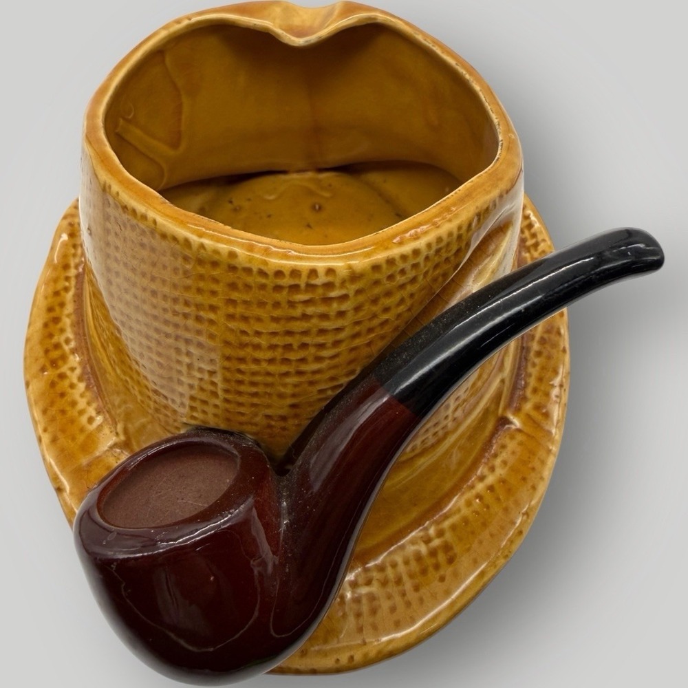 Vtg Lefton Hat Pipe Ashtray Japan 116682 Ceramic Bing Crosby Mid Century Tobacco